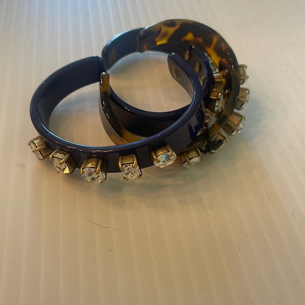 Set of three j crew crystal and resin bangles